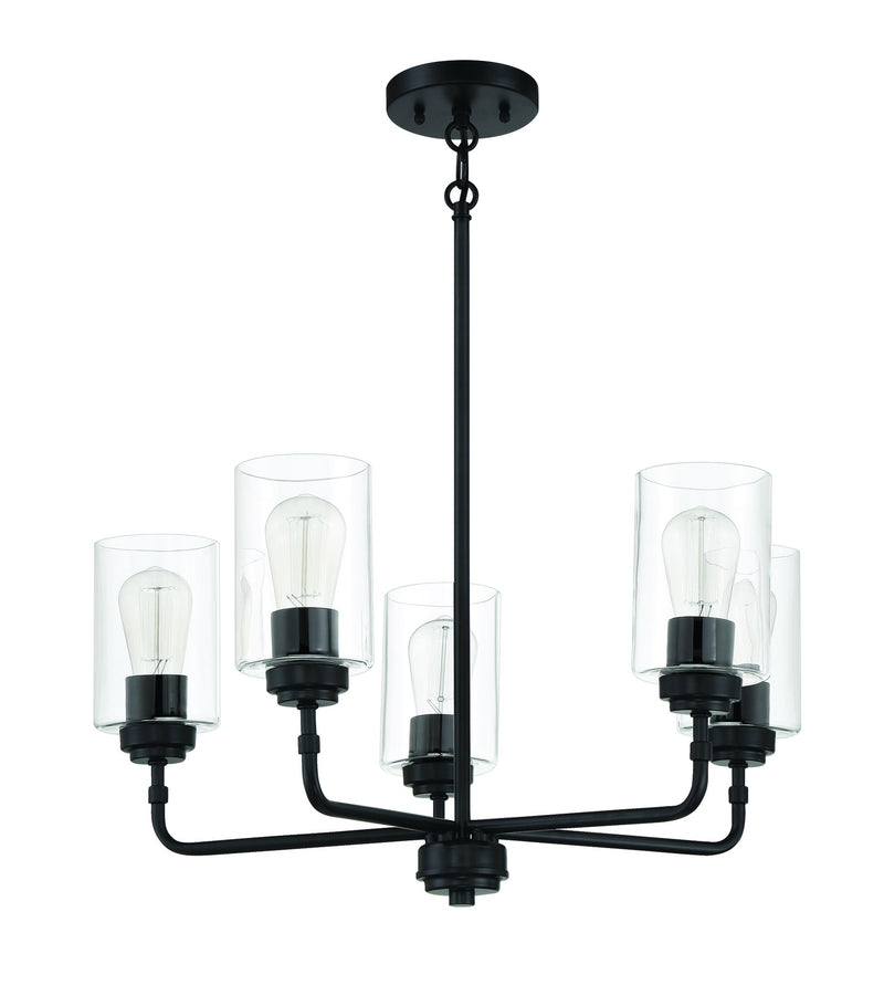 Stowe 5 Light 23" Chandelier in Flat Black
