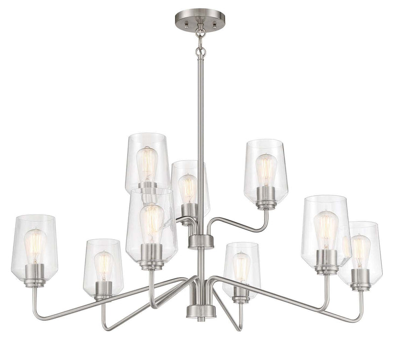 Shayna 9 Light 39" Chandelier in Brushed Polished Nickel