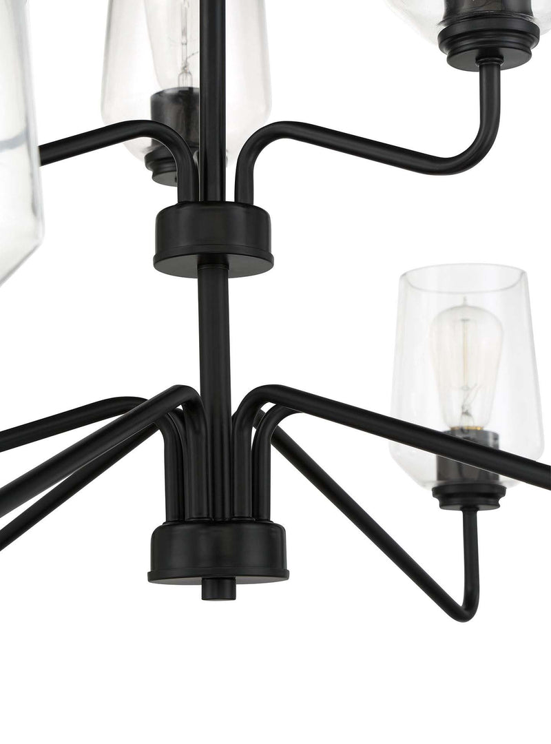 Shayna 9 Light 39" Chandelier in Flat Black