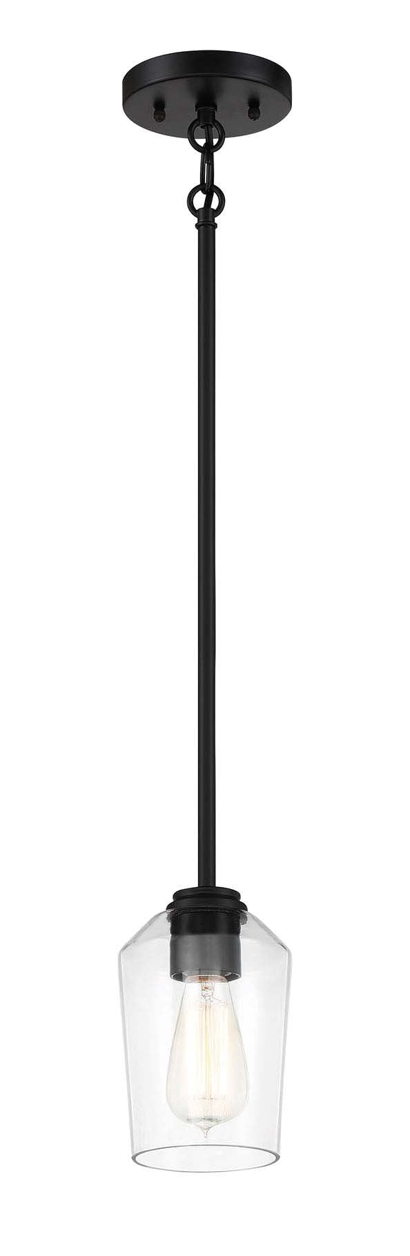 Shayna 1 Light 5.13" Mini Pendant in Flat Black