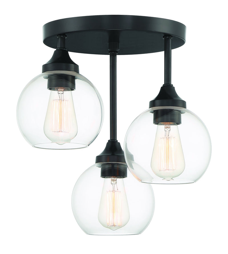 Glenda 3 Light 14.25" Semi Flush in Flat Black