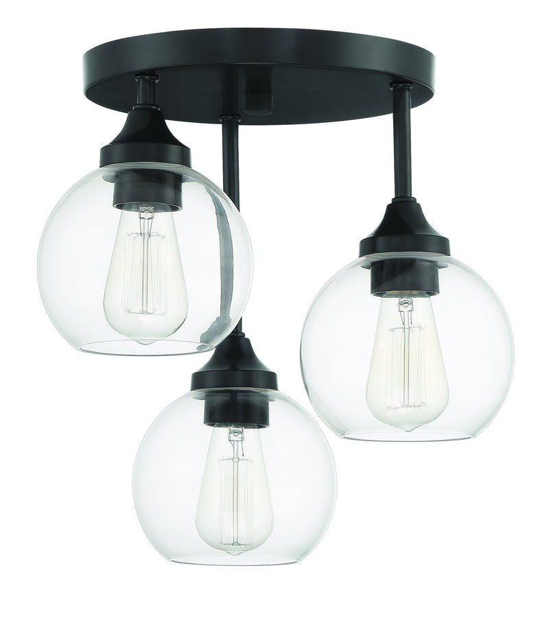 Glenda 3 Light 14.25" Semi Flush in Flat Black