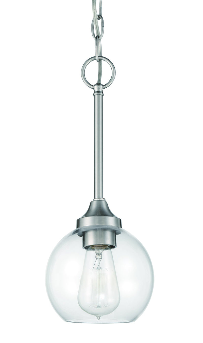 Glenda 1 Light 6" Mini Pendant in Brushed Polished Nickel