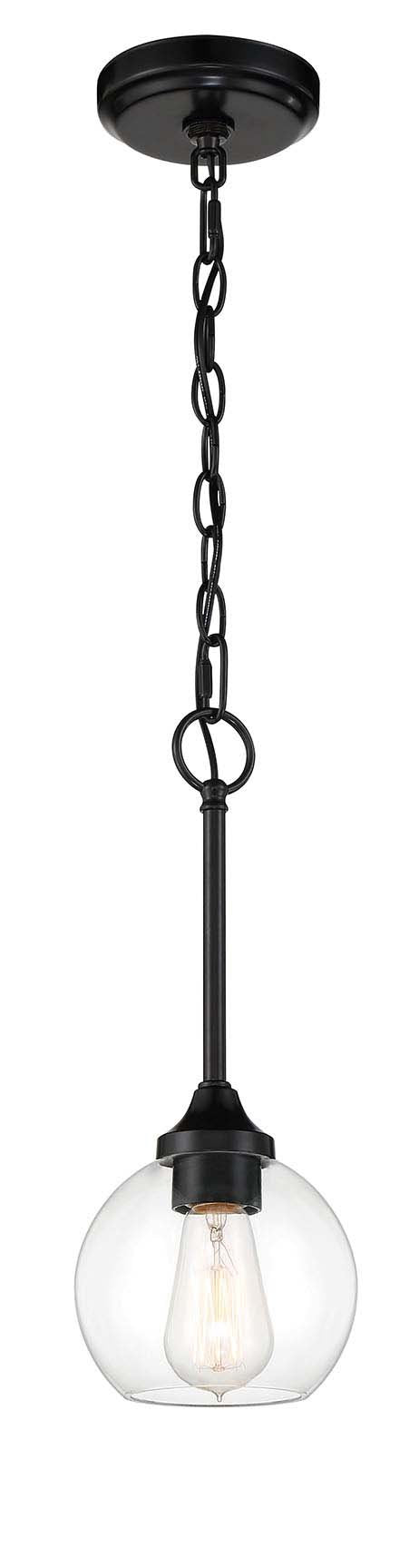 Glenda 1 Light 6" Mini Pendant in Flat Black