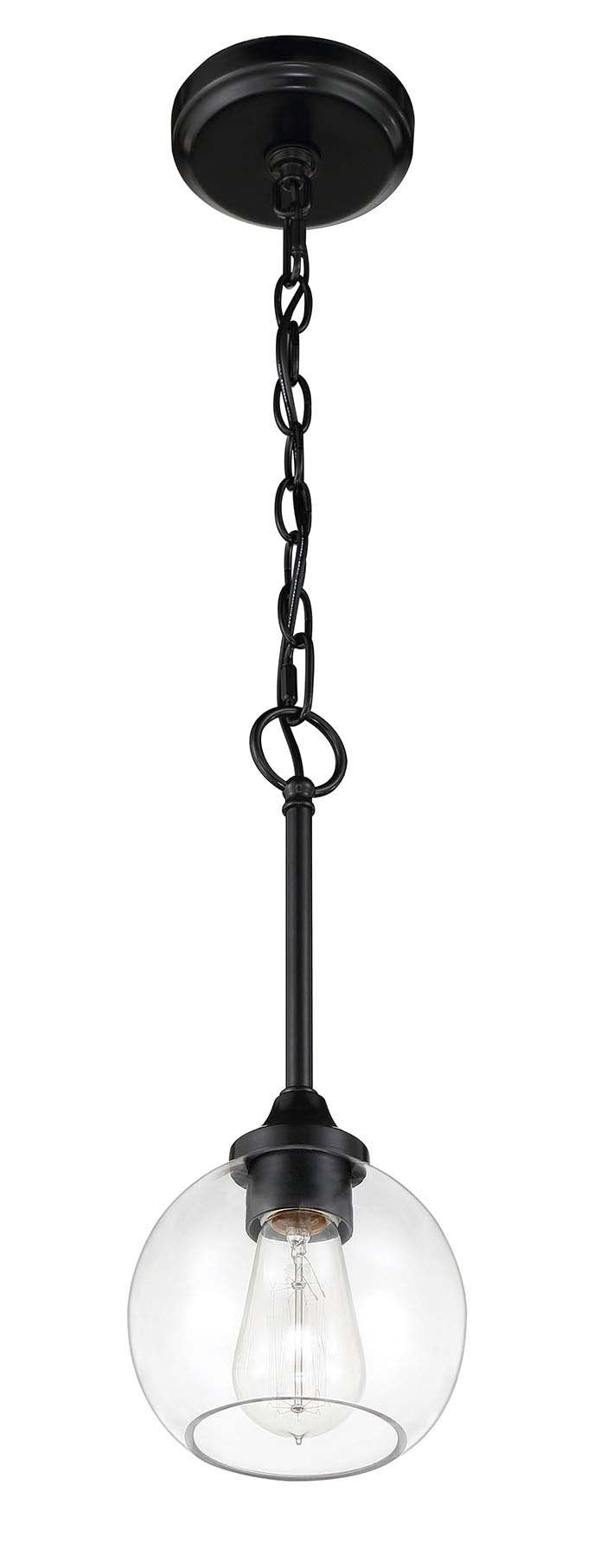 Glenda 1 Light 6" Mini Pendant in Flat Black