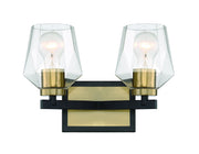 Avante Grand 2 Light 12.63" Vanity in Flat Black/Satin Brass