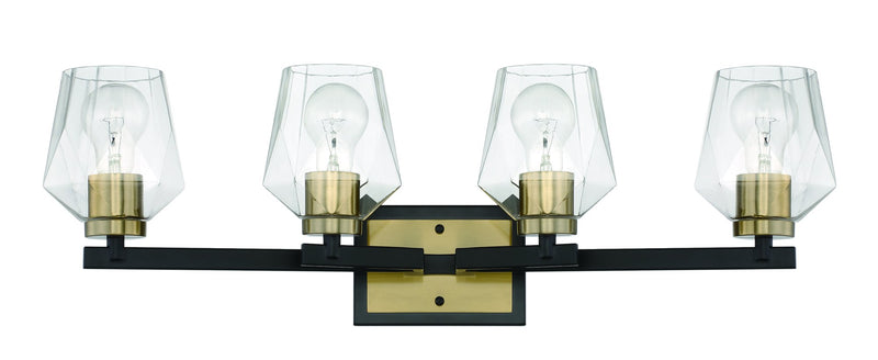Avante Grand 4 Light 28.38" Vanity in Flat Black/Satin Brass