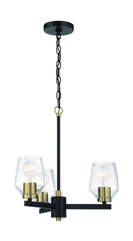 Avante Grand 3 Light 19" Chandelier in Flat Black/Satin Brass