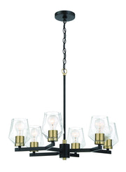 Avante Grand 6 Light 23.25" Chandelier in Flat Black/Satin Brass