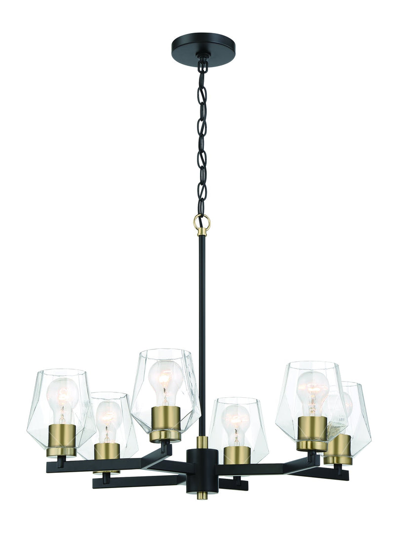 Avante Grand 6 Light 23.25" Chandelier in Flat Black/Satin Brass