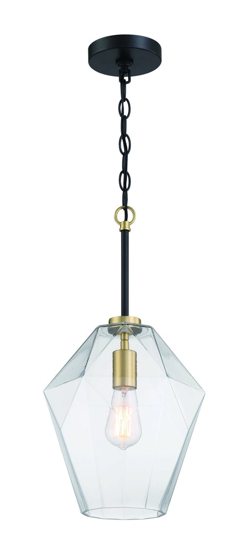 Avante Grand 1 Light 9" Pendant in Flat Black/Satin Brass
