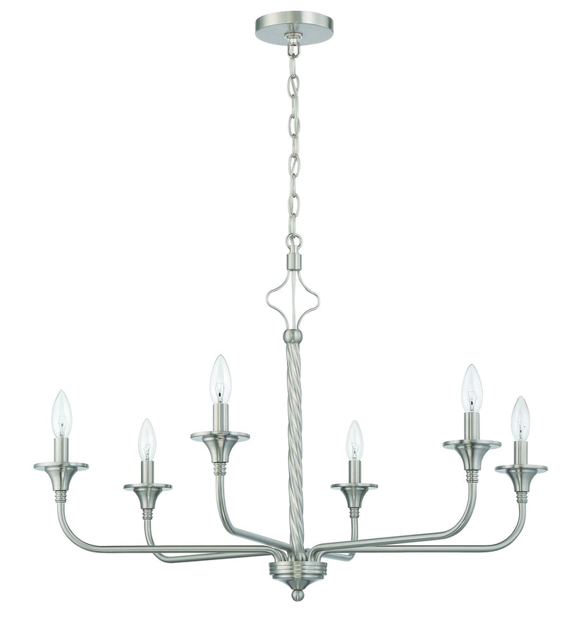 Jolenne 6 Light 32" Chandelier in Brushed Polished Nickel