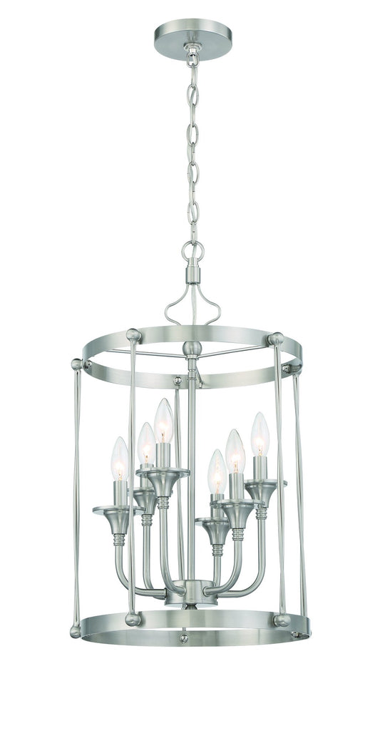 Jolenne 6 Light 15" Cage Foyer Chandelier in Brushed Polished Nickel