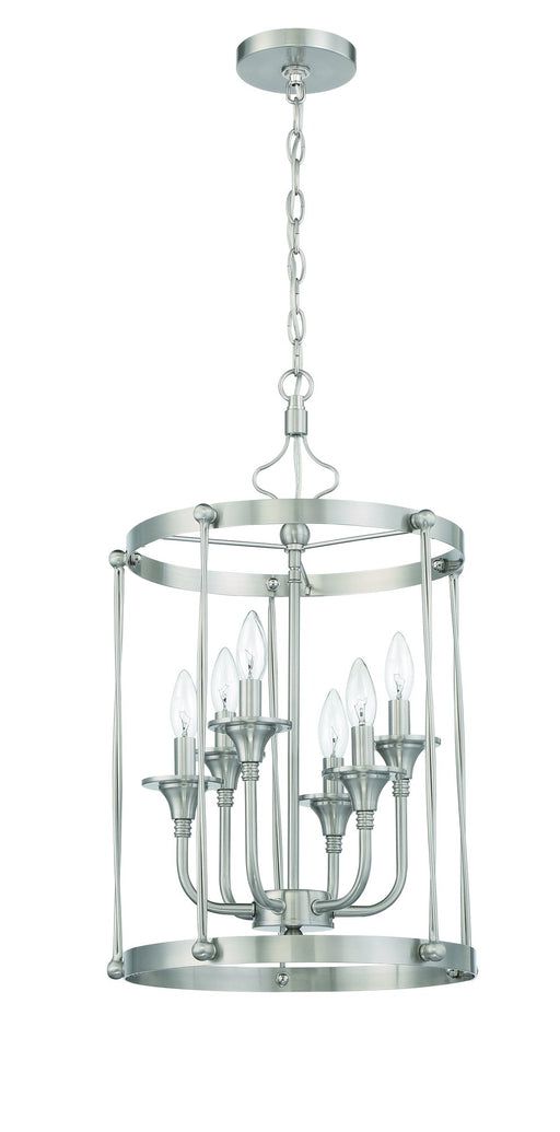 Jolenne 6 Light 15" Cage Foyer Chandelier in Brushed Polished Nickel
