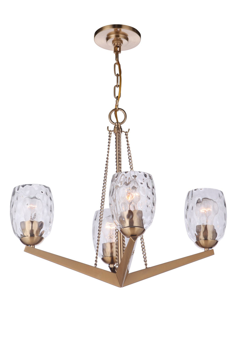 Guiding Star 4 Light 21.5" Chandelier in Satin Brass