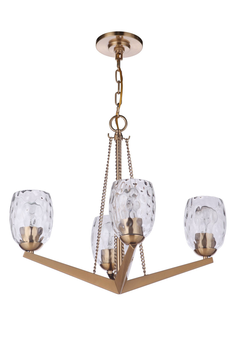 Guiding Star 4 Light 21.5" Chandelier in Satin Brass
