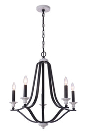 Esme 5 Light 24.5" Chandelier in Flat Black / Matte White