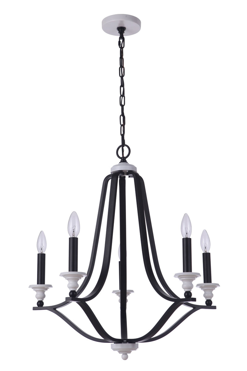 Esme 5 Light 24.5" Chandelier in Flat Black / Matte White