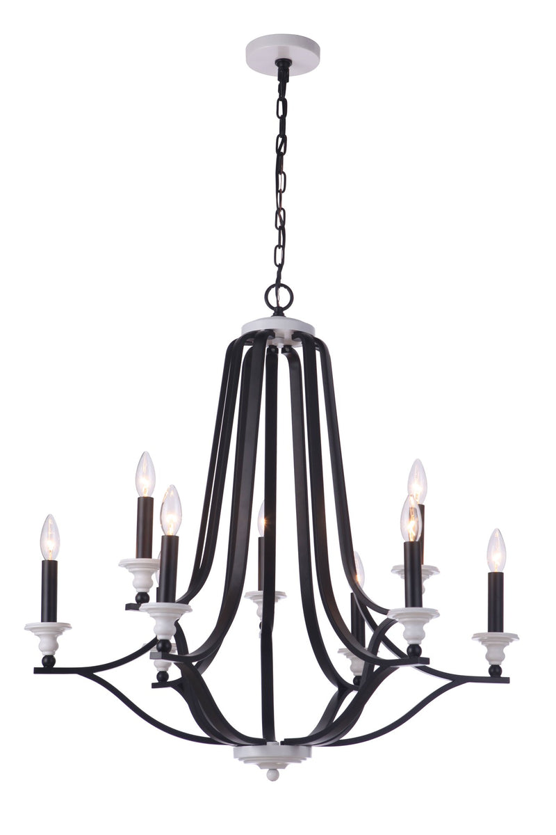 Esme 9 Light 30.75" Chandelier in Flat Black / Matte White