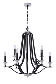 Esme 9 Light 30.75" Chandelier in Flat Black / Matte White