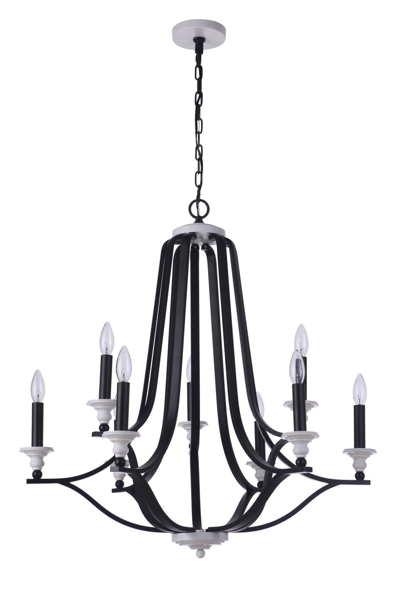 Esme 9 Light 30.75" Chandelier in Flat Black / Matte White