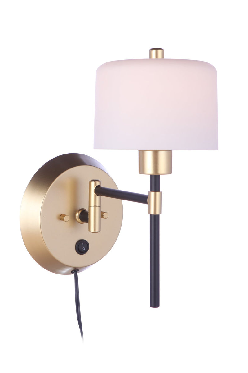 Wentworth 1 Light 7.25" Portable Swing Arm Sconce in Flat Black / Sunset Gold