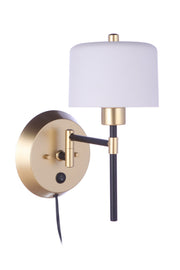 Wentworth 1 Light 7.25" Portable Swing Arm Sconce in Flat Black / Sunset Gold