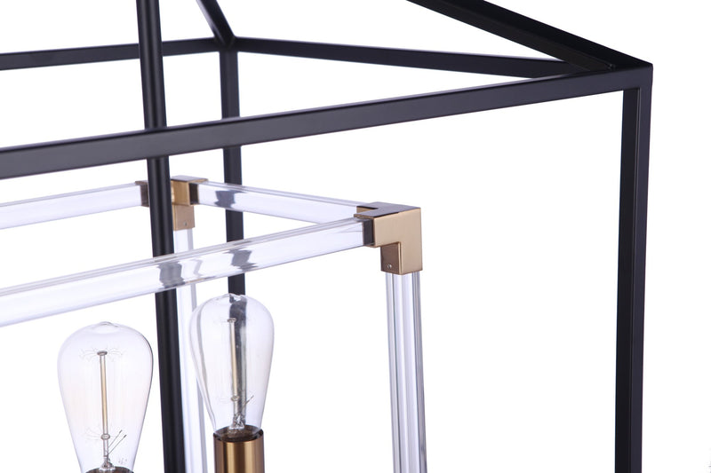 Aaron 6 Light 19" Island in Flat Black/Satin Brass