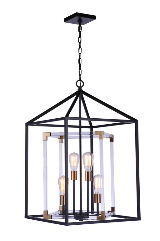 Aaron 4 Light 19" Chandelier in Flat Black/Satin Brass