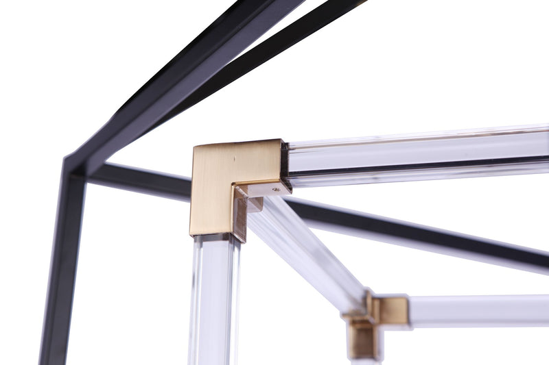 Aaron 4 Light 19" Chandelier in Flat Black/Satin Brass