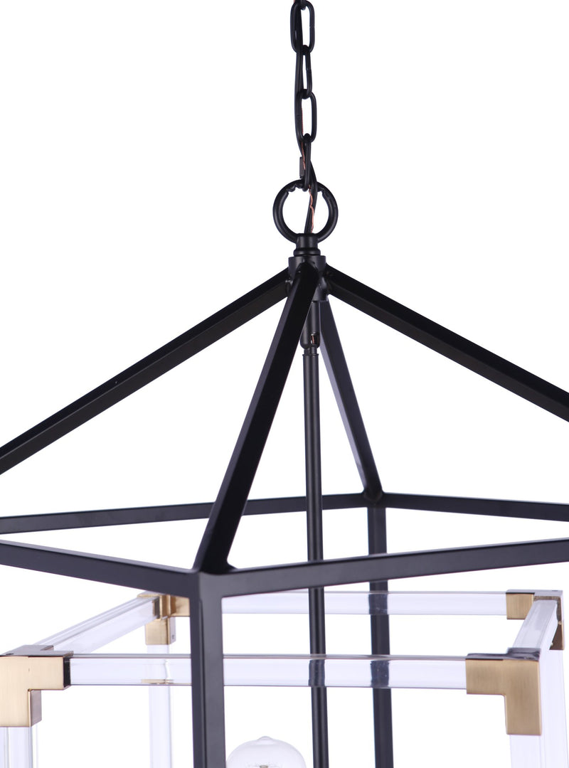 Aaron 4 Light 19" Chandelier in Flat Black/Satin Brass