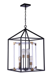 Aaron 4 Light 19" Chandelier in Flat Black/Satin Brass