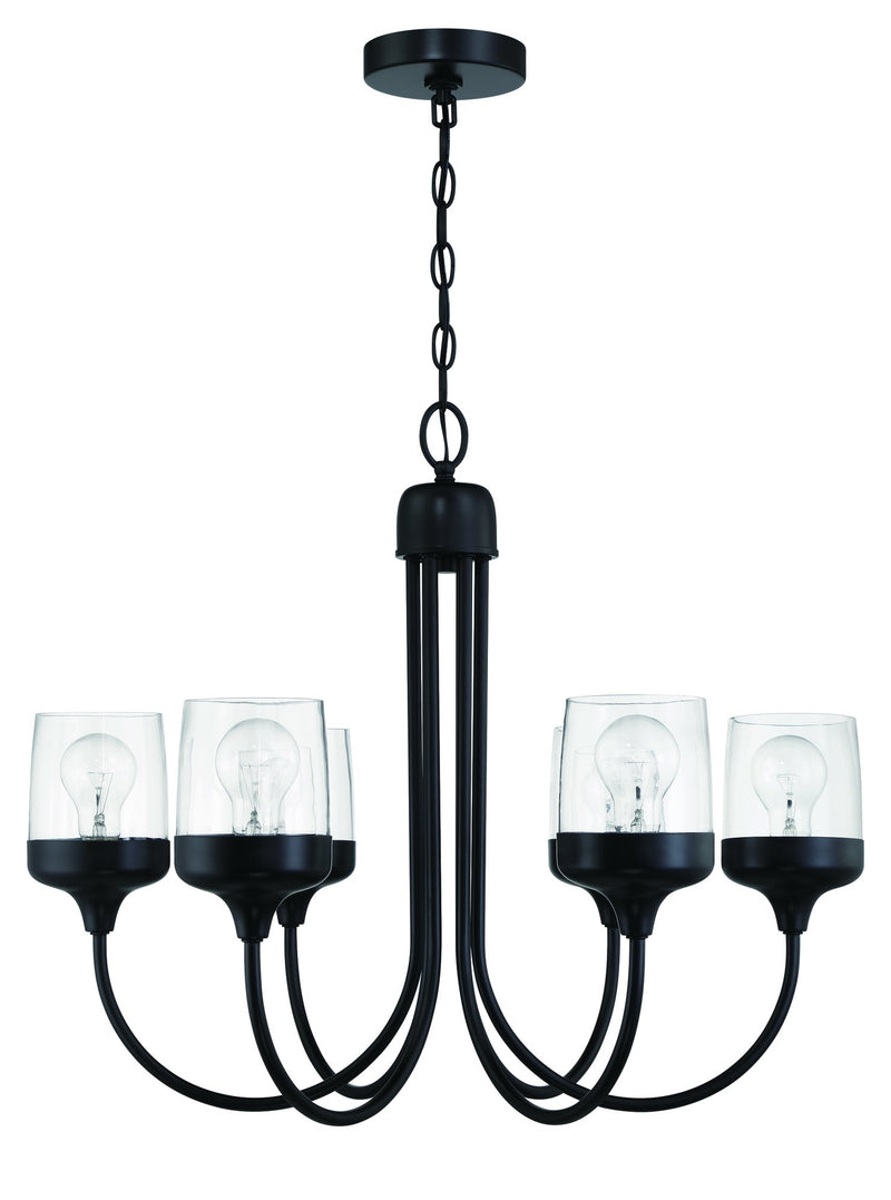 Wrenn 6 Light 26" Chandelier in Flat Black