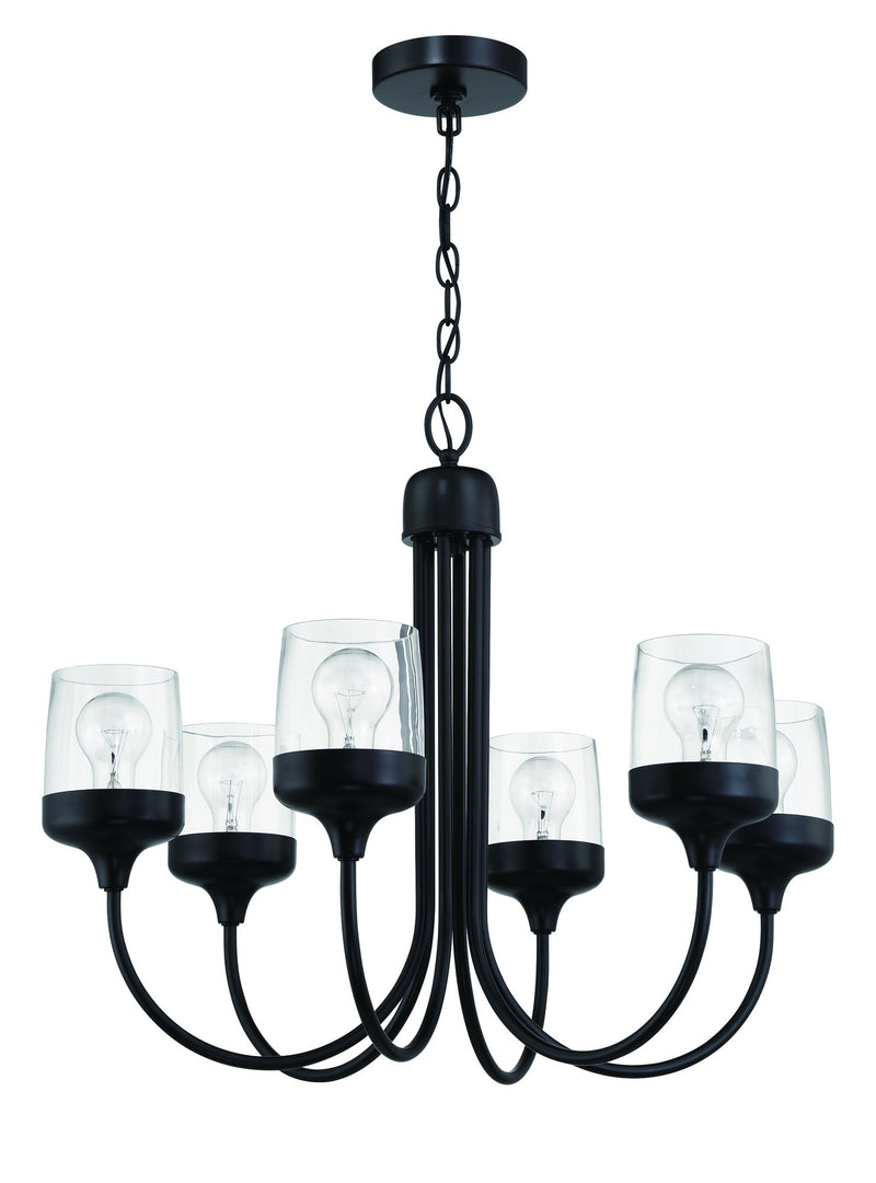 Wrenn 6 Light 26" Chandelier in Flat Black