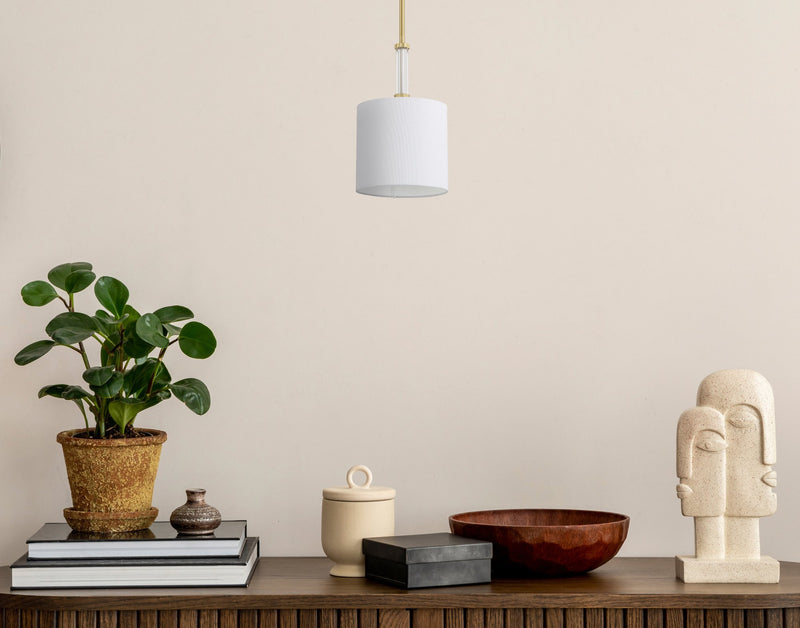 Fortuna 1 Light 8" Mini Pendant in Satin Brass
