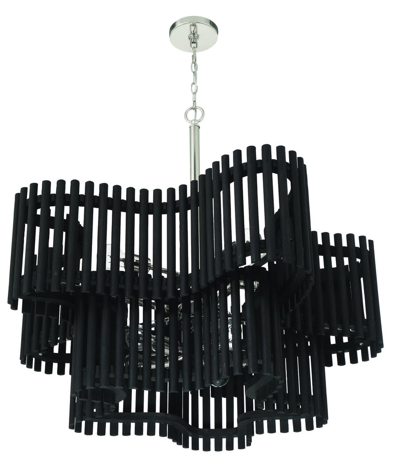 Freeform 10 Light 35.5" Pendant in Polished Nickel/Black Walnut
