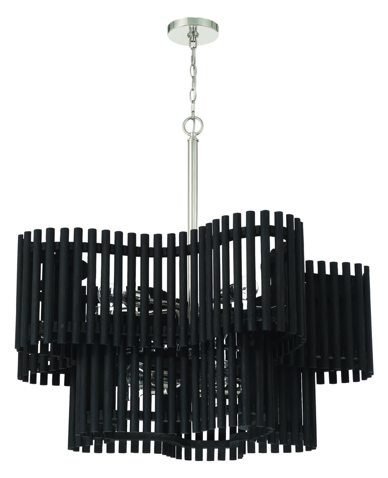 Freeform 10 Light 35.5" Pendant in Polished Nickel/Black Walnut