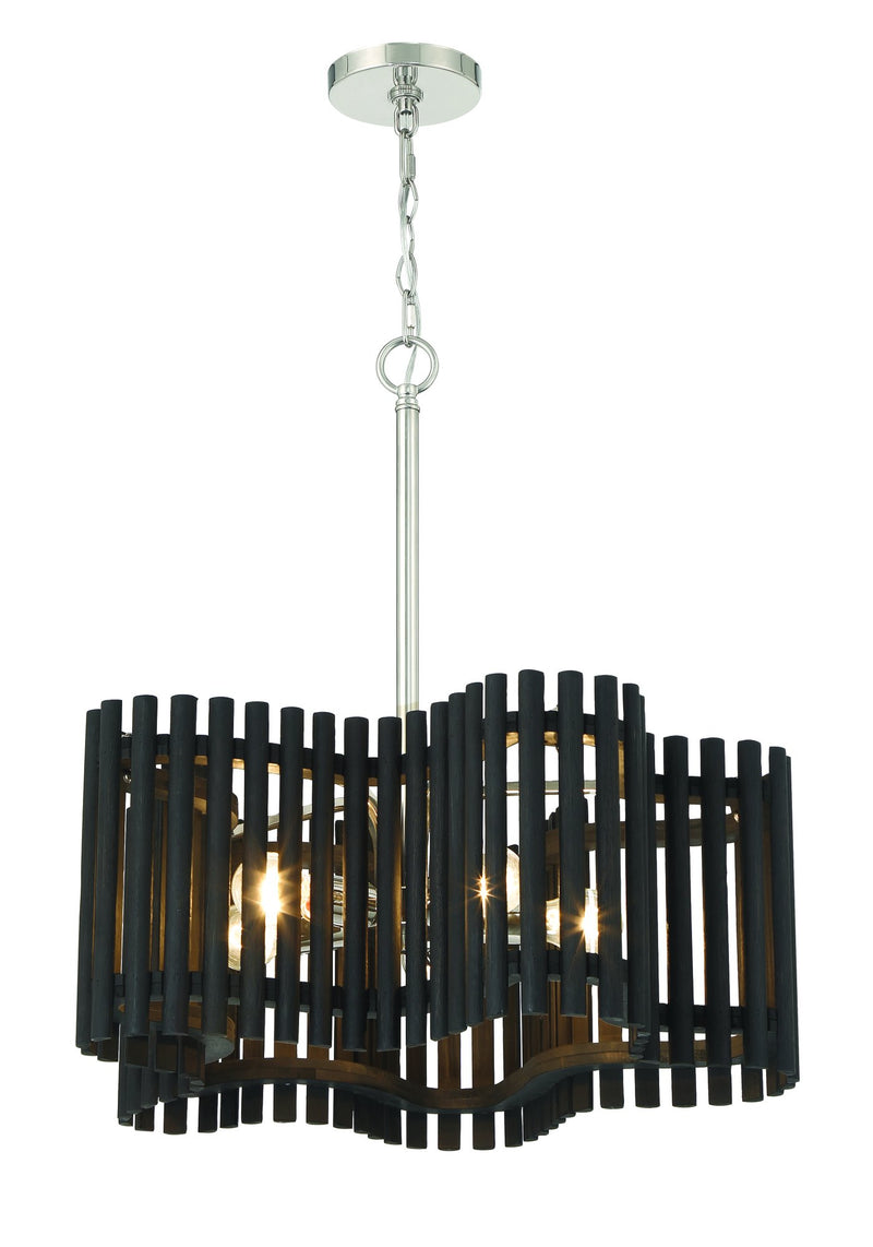 Freeform 5 Light 24" Medium Pendant in Polished Nickel/Black Walnut