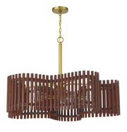 Freeform 5 Light 35.5" Large Pendant in Satin Brass/Walnut