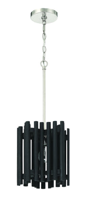 Freeform 1 Light 9.5" Pendant in Polished Nickel/Black Walnut