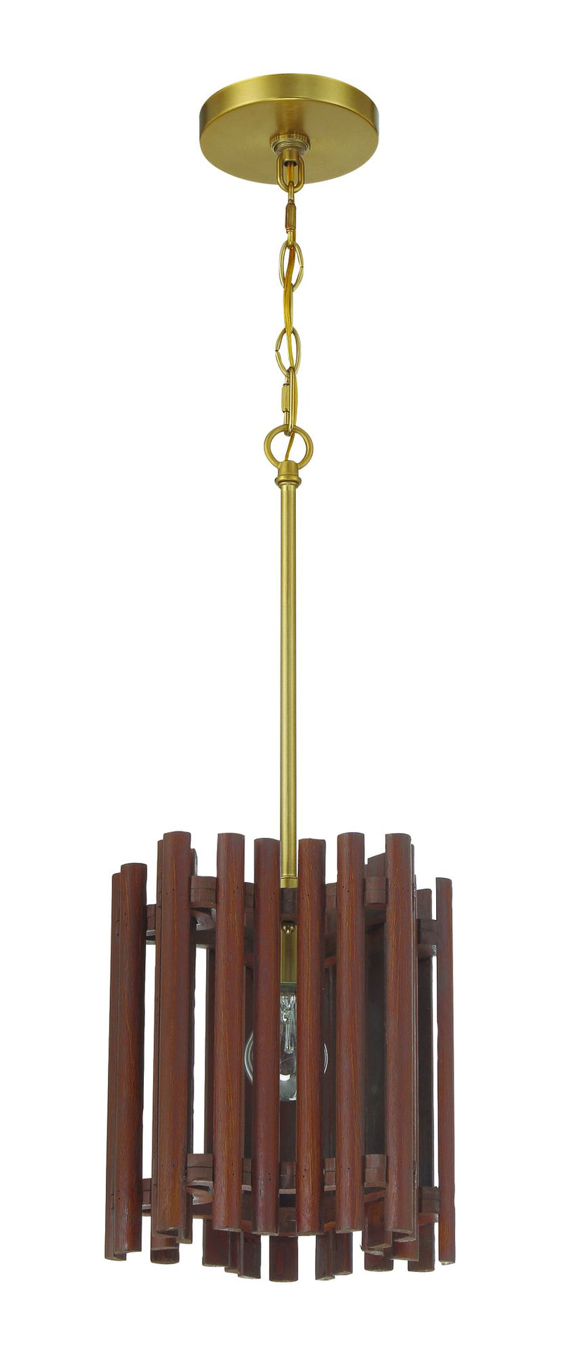 Freeform 1 Light 9.5" Pendant in Satin Brass/Walnut