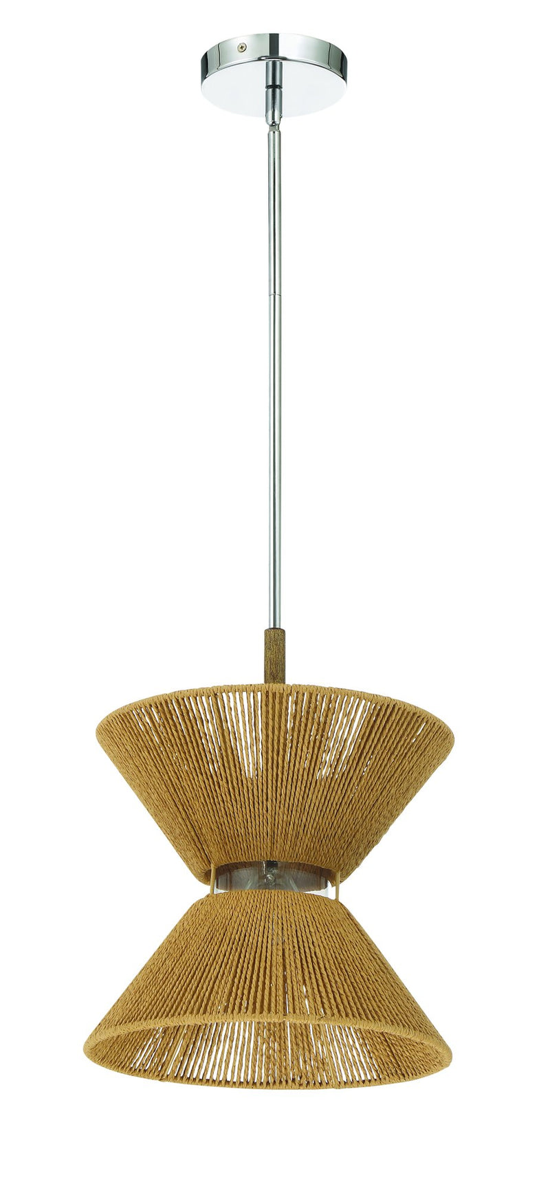 Serena 1 Light 12.13" Pendant in Chrome/Walnut