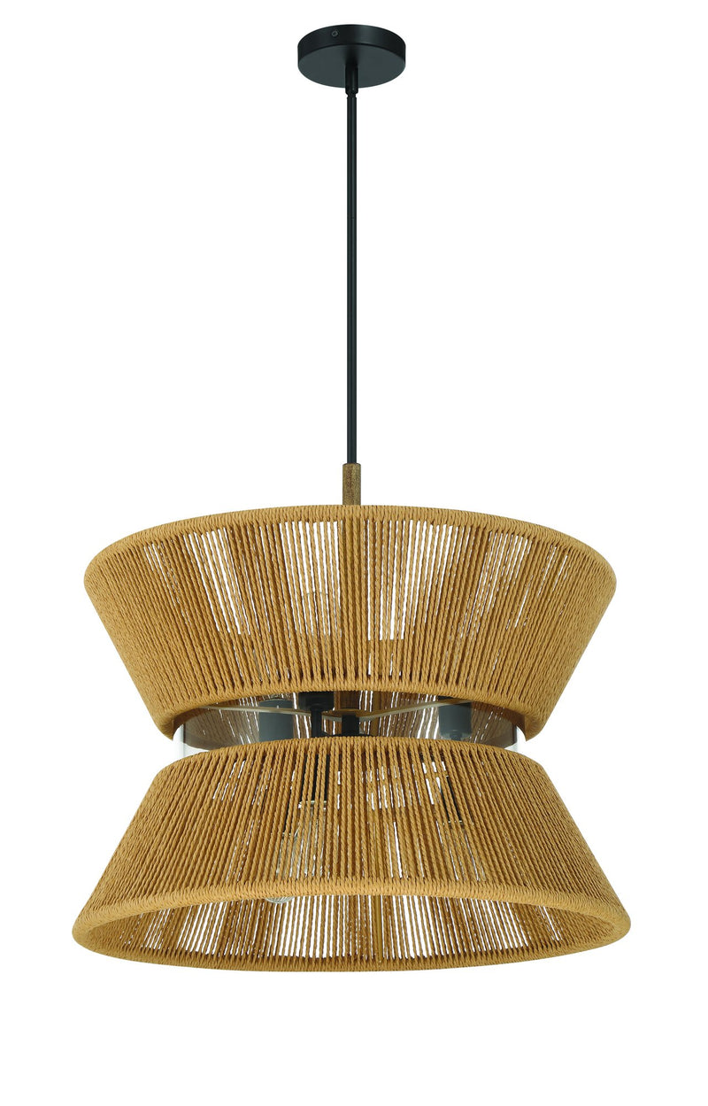 Serena 6 Light 24.13" Pendant in Flat Black/Walnut