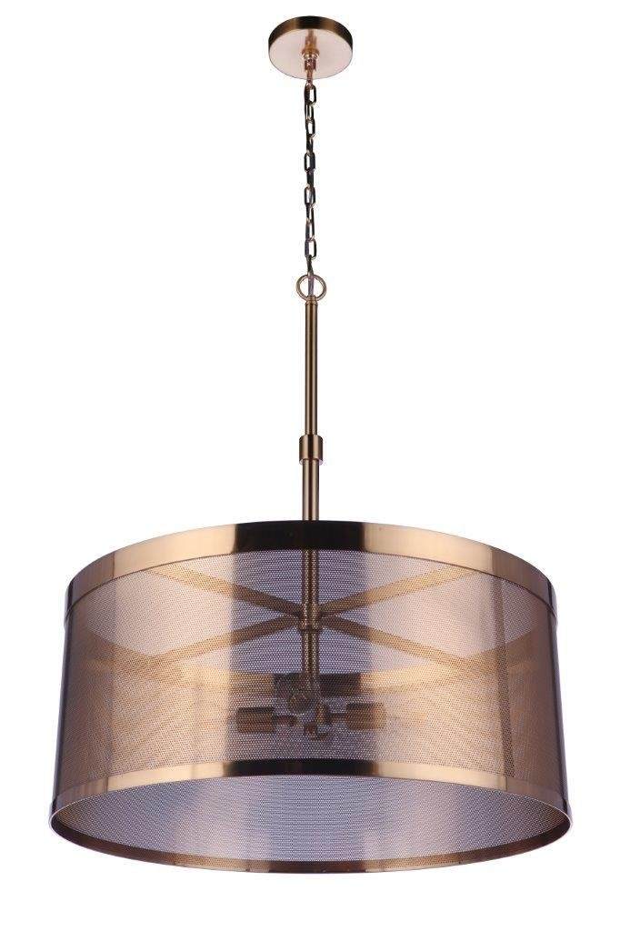 Mesh 4 Light 28" Pendant in Satin Brass