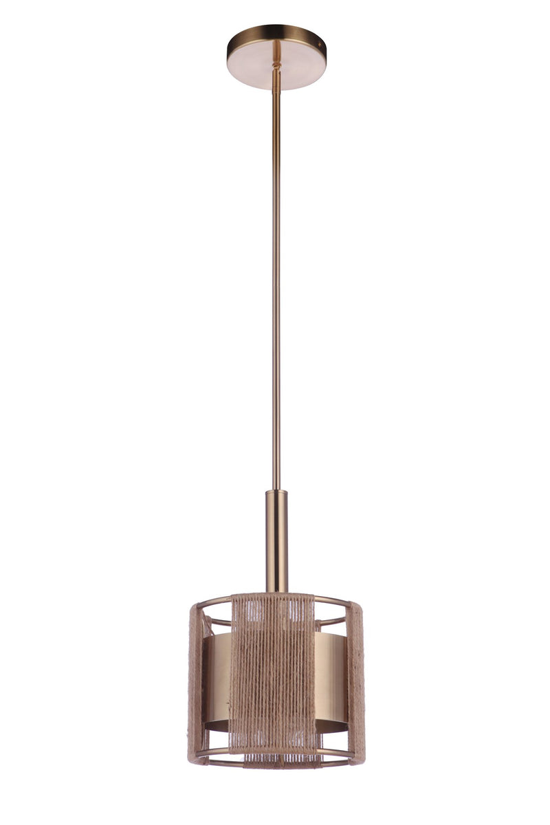 Kensey 1 Light 9.13" Mini Pendant in Satin Brass