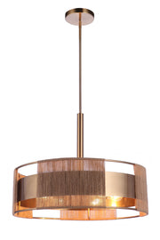 Kensey 6 Light 24" Pendant in Satin Brass