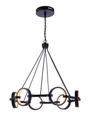 Context 6 Light 28" LED Chandelier in Flat Black