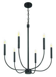 Traci 6 Light 26.38" Chandelier in Flat Black