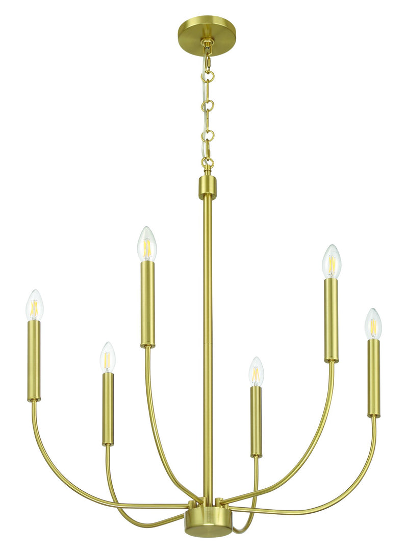 Traci 6 Light 26.38" Chandelier in Satin Brass