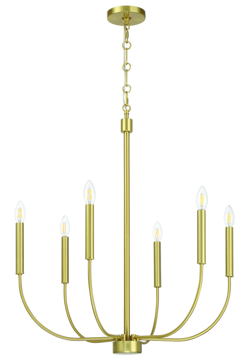 Traci 6 Light 26.38" Chandelier in Satin Brass